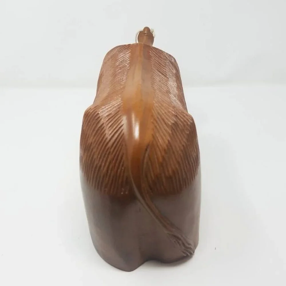 Vtg hand carved‎ Water Buffalo wine bottle holder man cave brown farmhouse